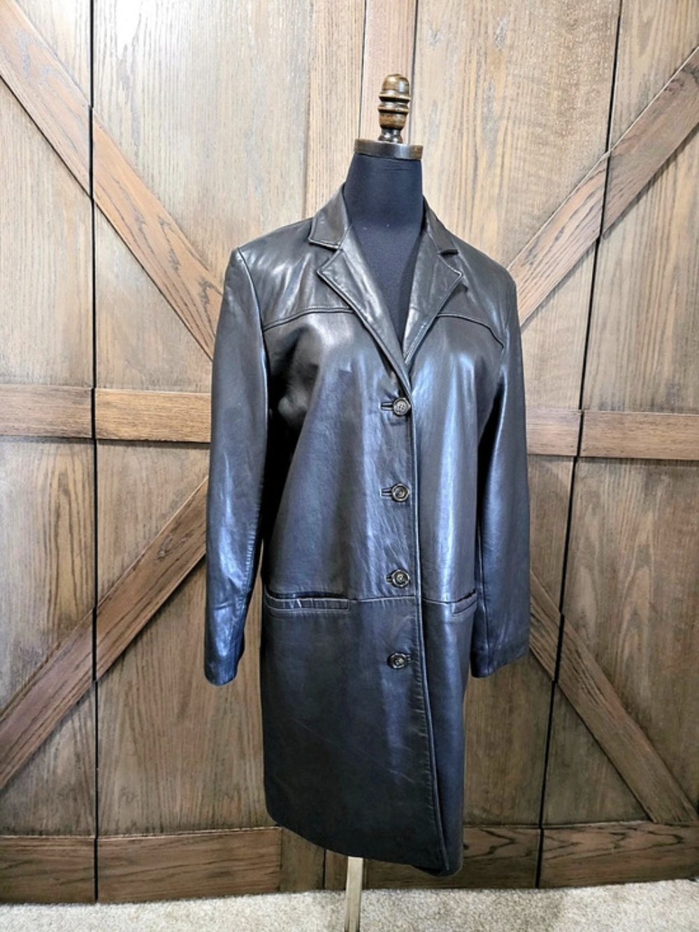 Andrew Marc Leather Duster Coat